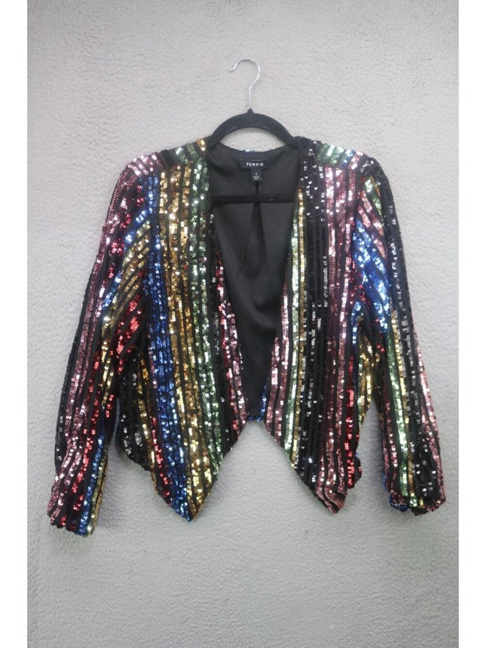 Torrid Allover Sequins Striped Cardigan-1X-Cocktail-Flashy-Festival-Whimsigoth